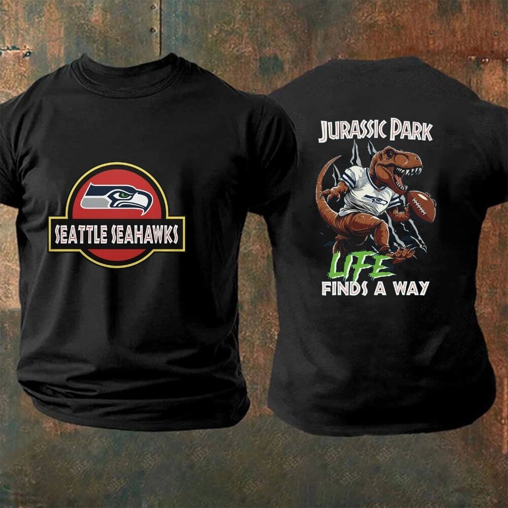 Seattle Seahawks x Jurassic Park Team NFL Football TShirt